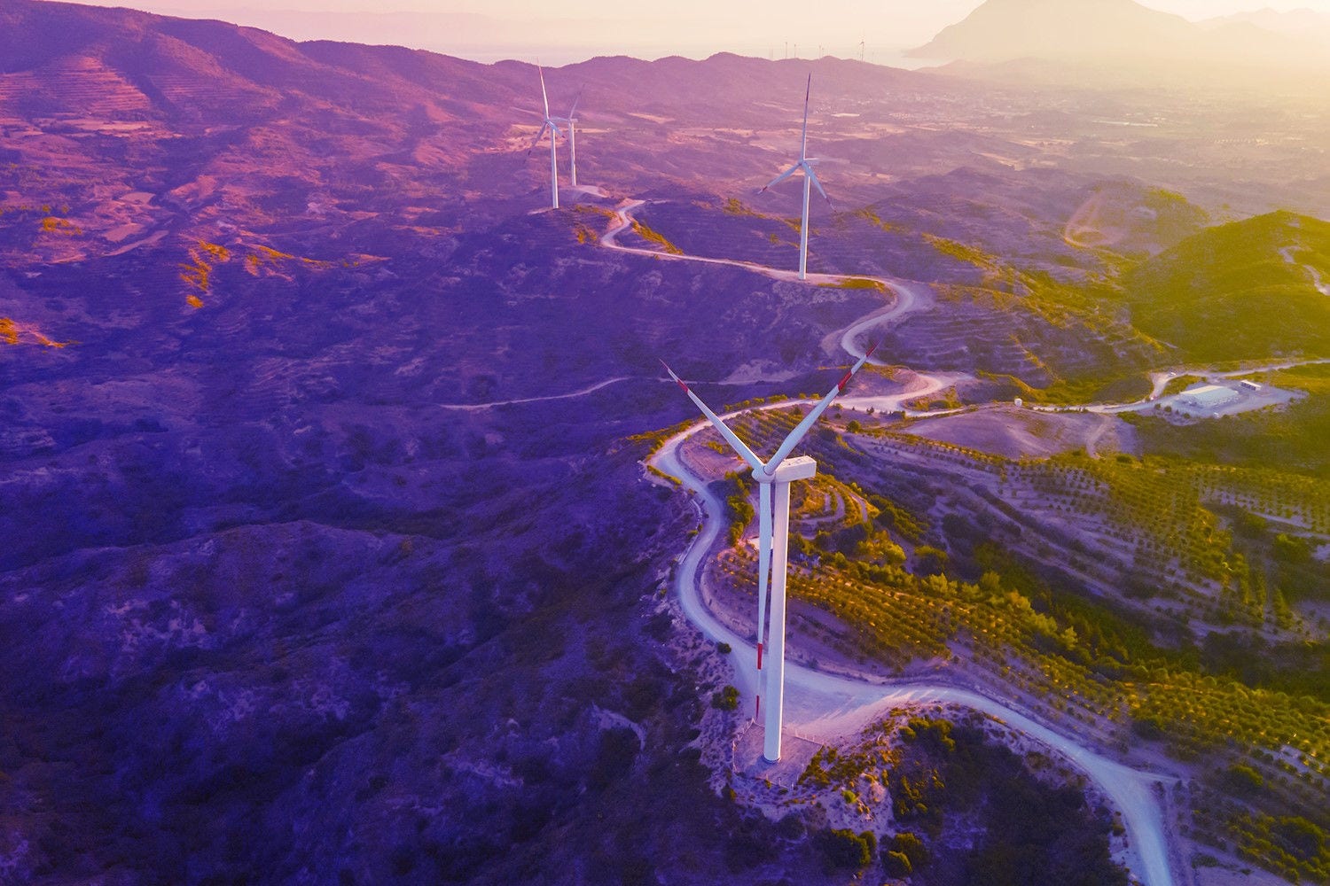 Windmills in a hilly region Windmills in a hilly region